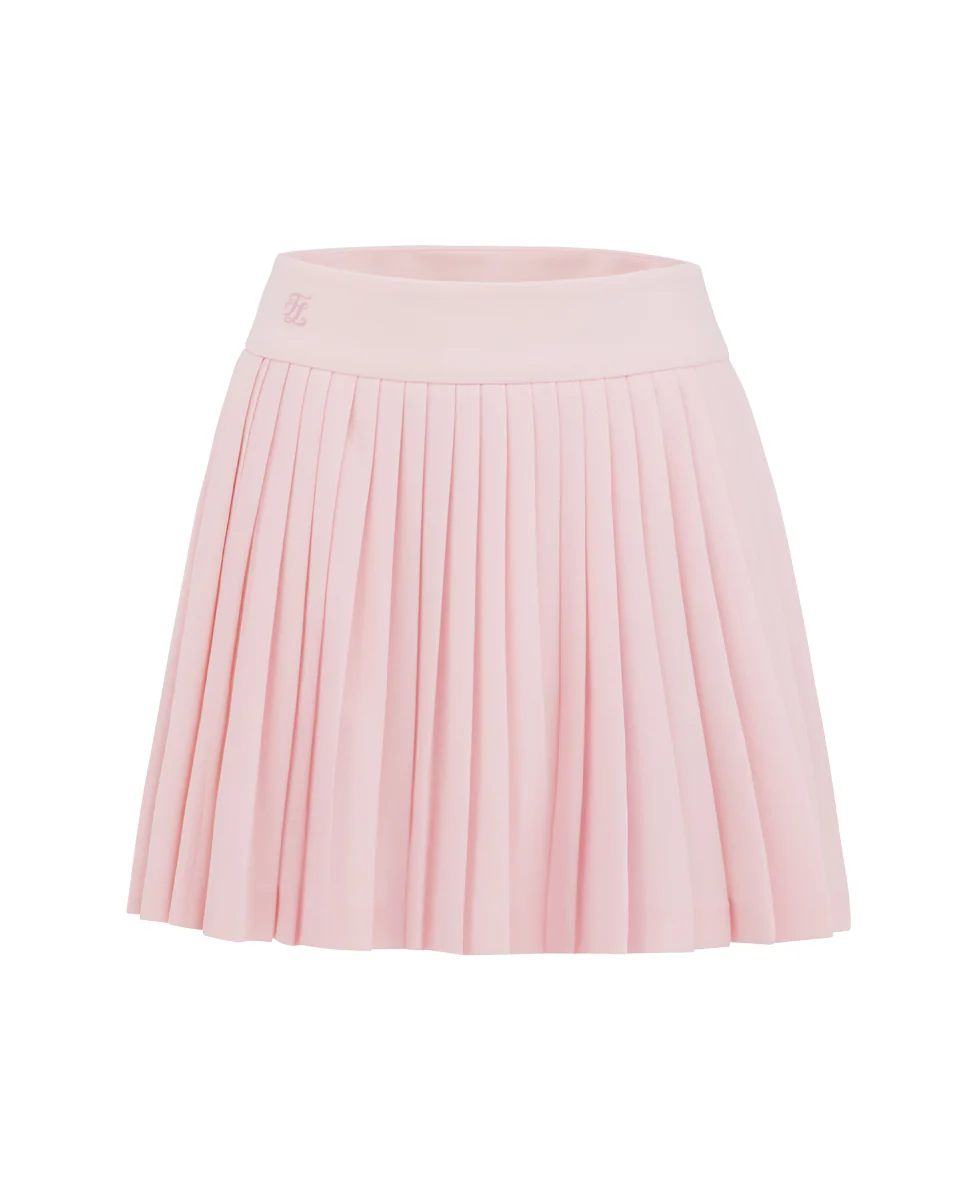 Pique pleated skirt (Pink)