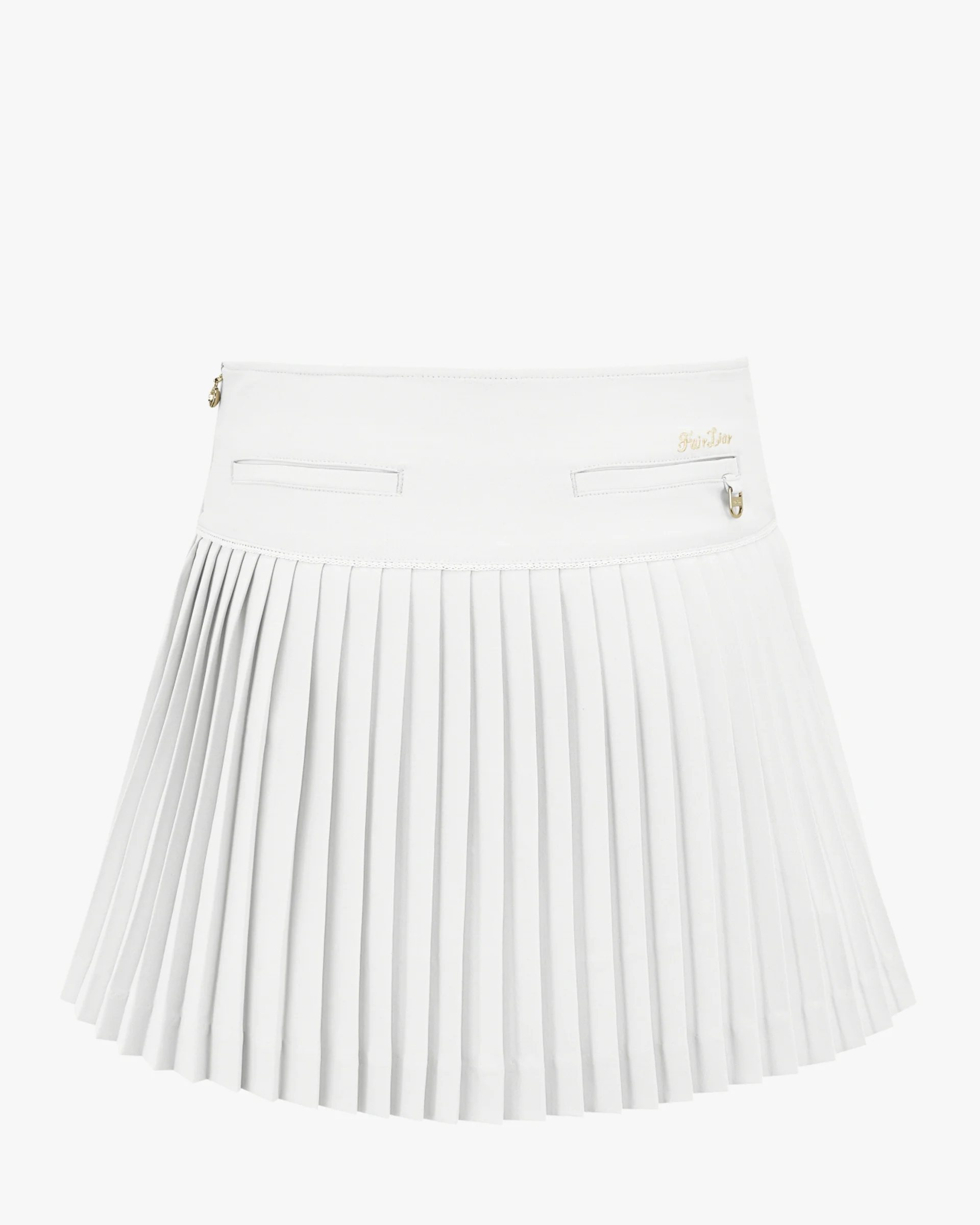 Fair Liar Signature Flared Pleated Skirt (White)