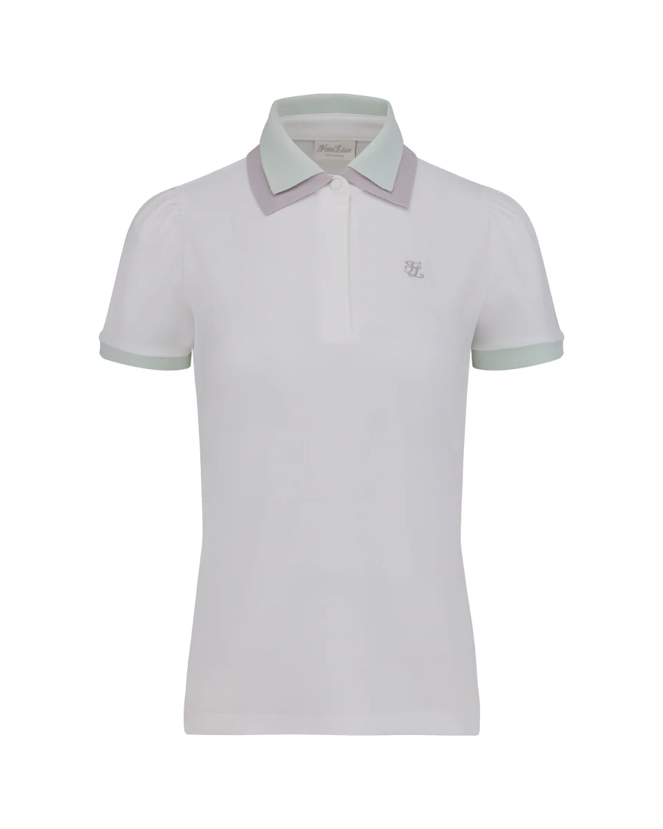 Double Color Collar T Shirt (White)