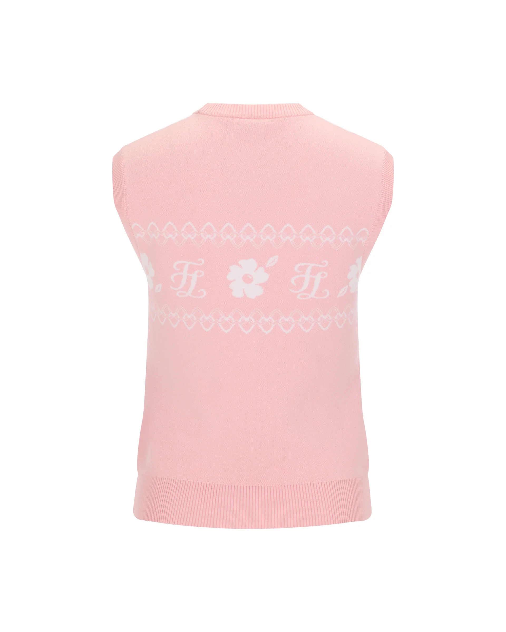 Flower Jacquard Knit Vest (Pink)