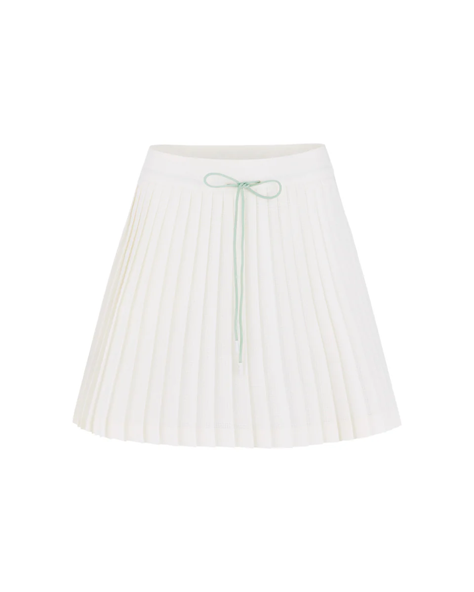 Magic Rib String Pleated Skirt (Ivory)