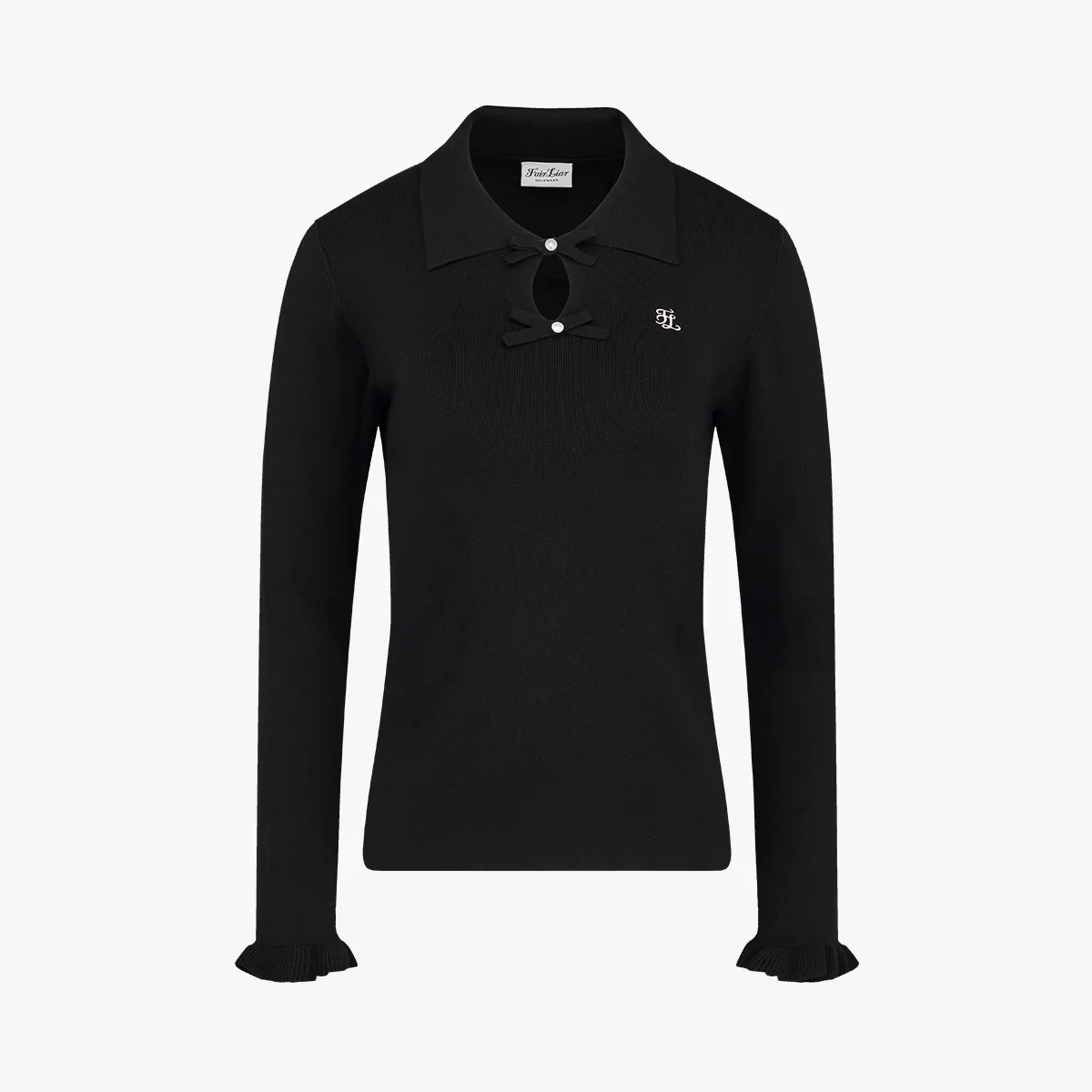 Flat Collar Open Pointed Knit (Black)