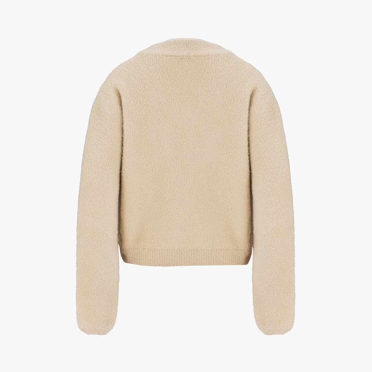 Furry V-neck Cardigan (Beige)