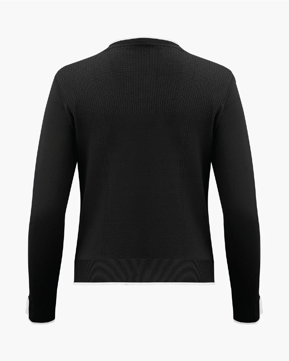 V Neck color scheme line cardigan (Black)