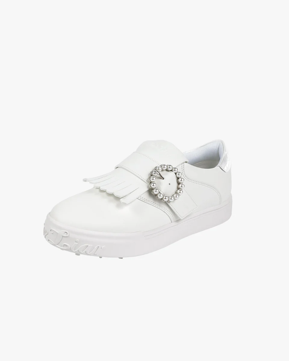 Pearl Buckle Loafer (White)