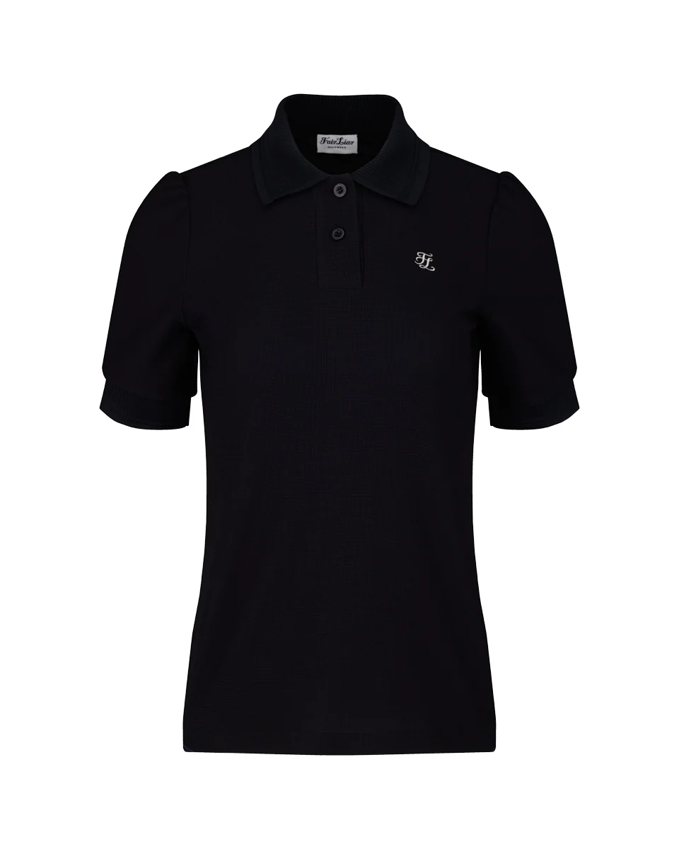 Puff Sleeve Collar T Shirt (Black)