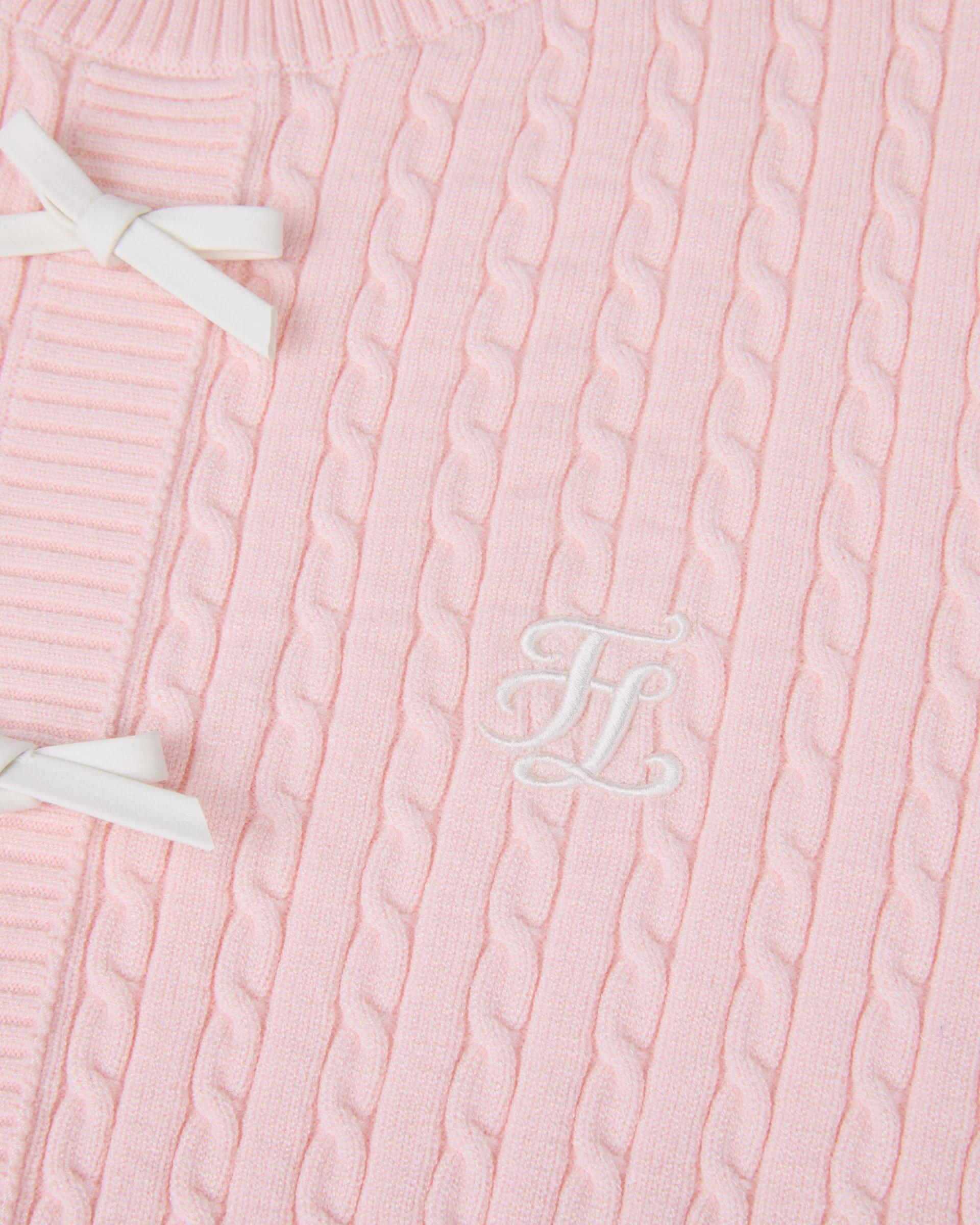 Fair Liar Ribbon Cropped Short Sleeve Knit (Pink)