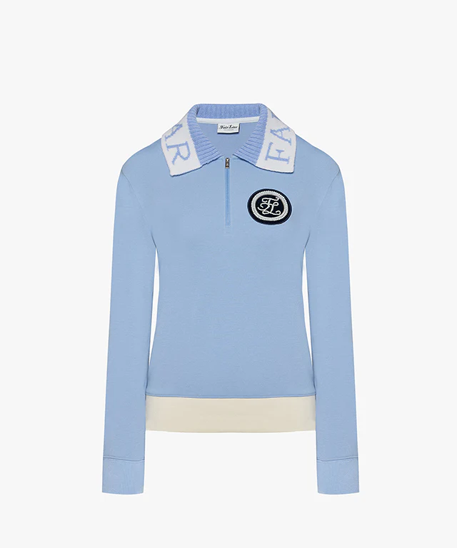 ZipUp Collar Blouson T Shirt (Blue)