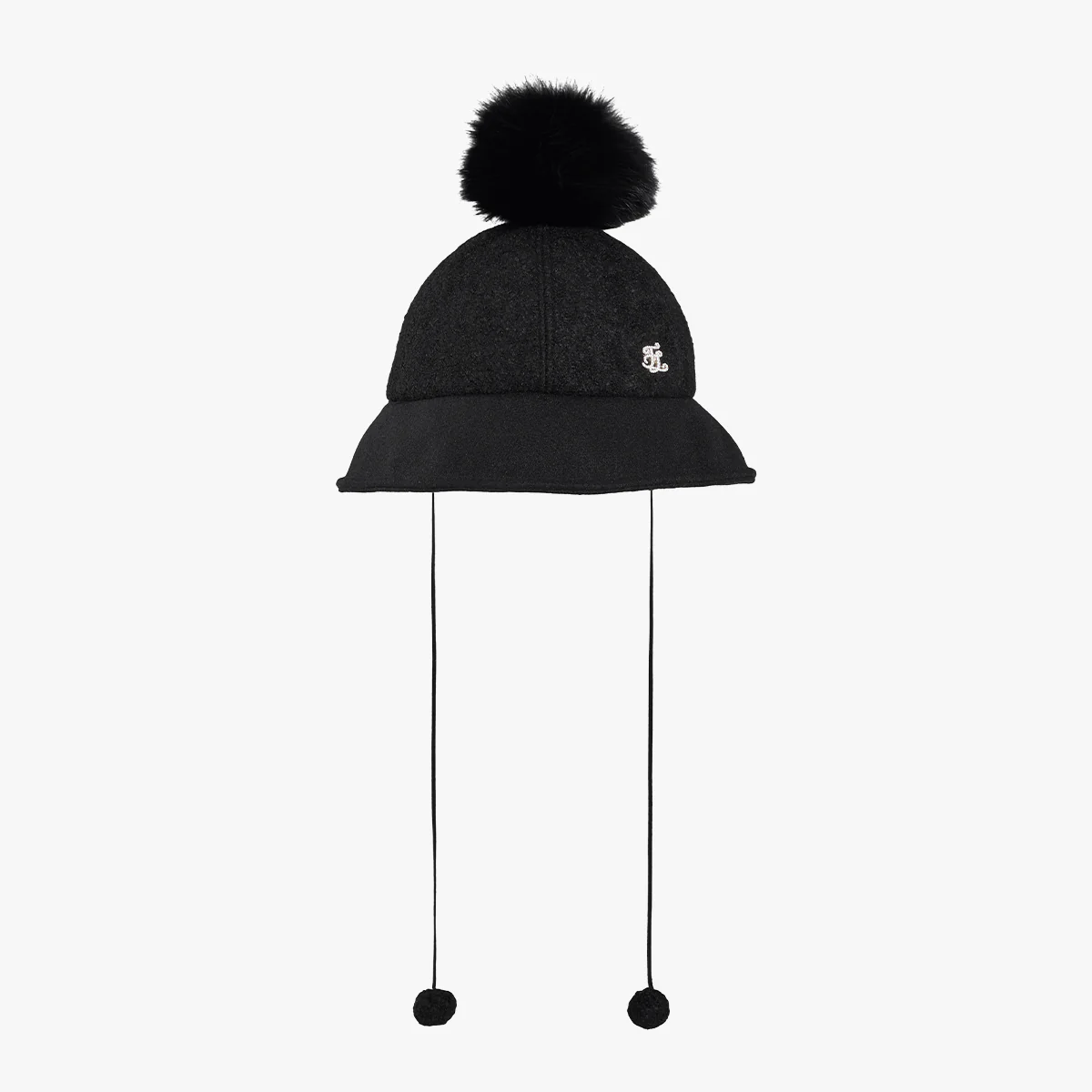 Back Ribbon Fur Hat (Black)