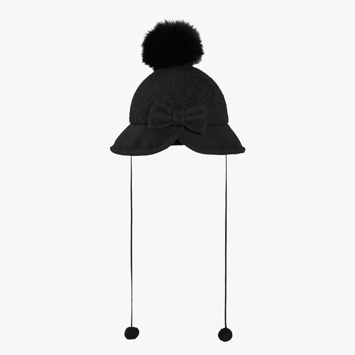 Back Ribbon Fur Hat (Black)
