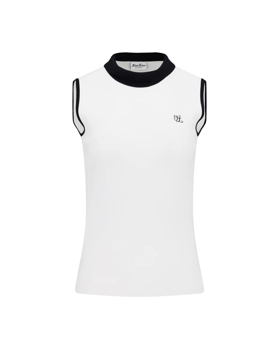 Detachable Lace Ribbon Sleeveless Knit (White)