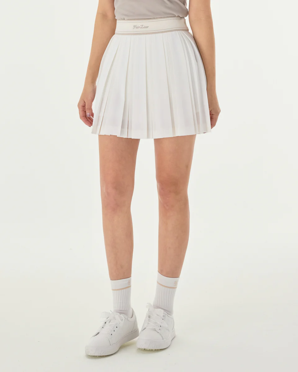 double pleated band skirt (Ivory)