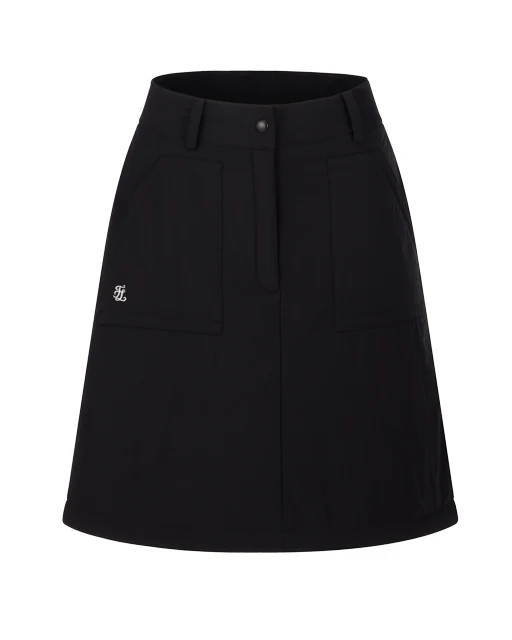 Padded flare Mid Length skirt (Black)