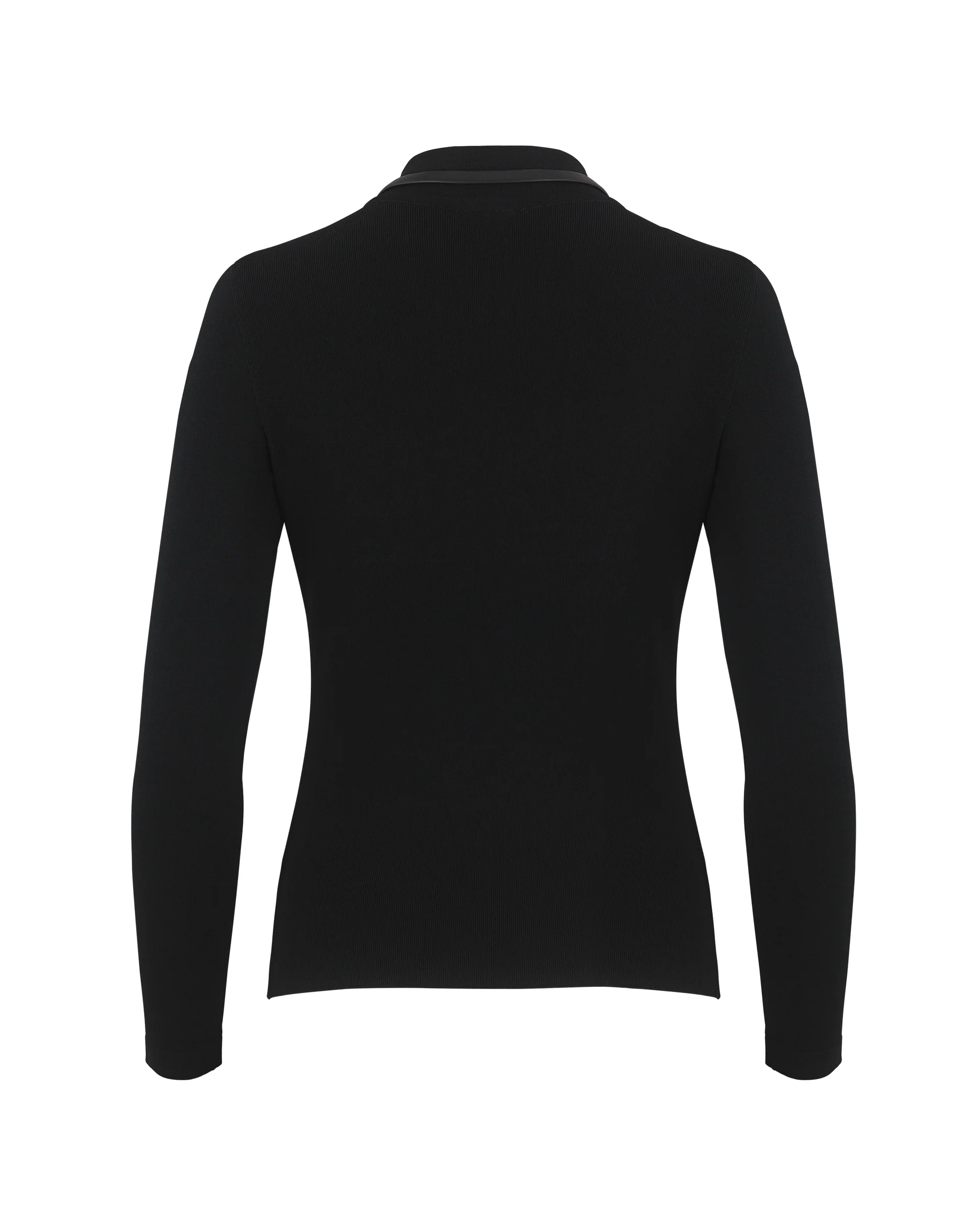 Leather Color Combination Collar Knit (Black)