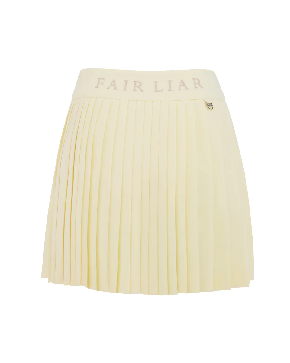 Pique pleated skirt (Yellow)