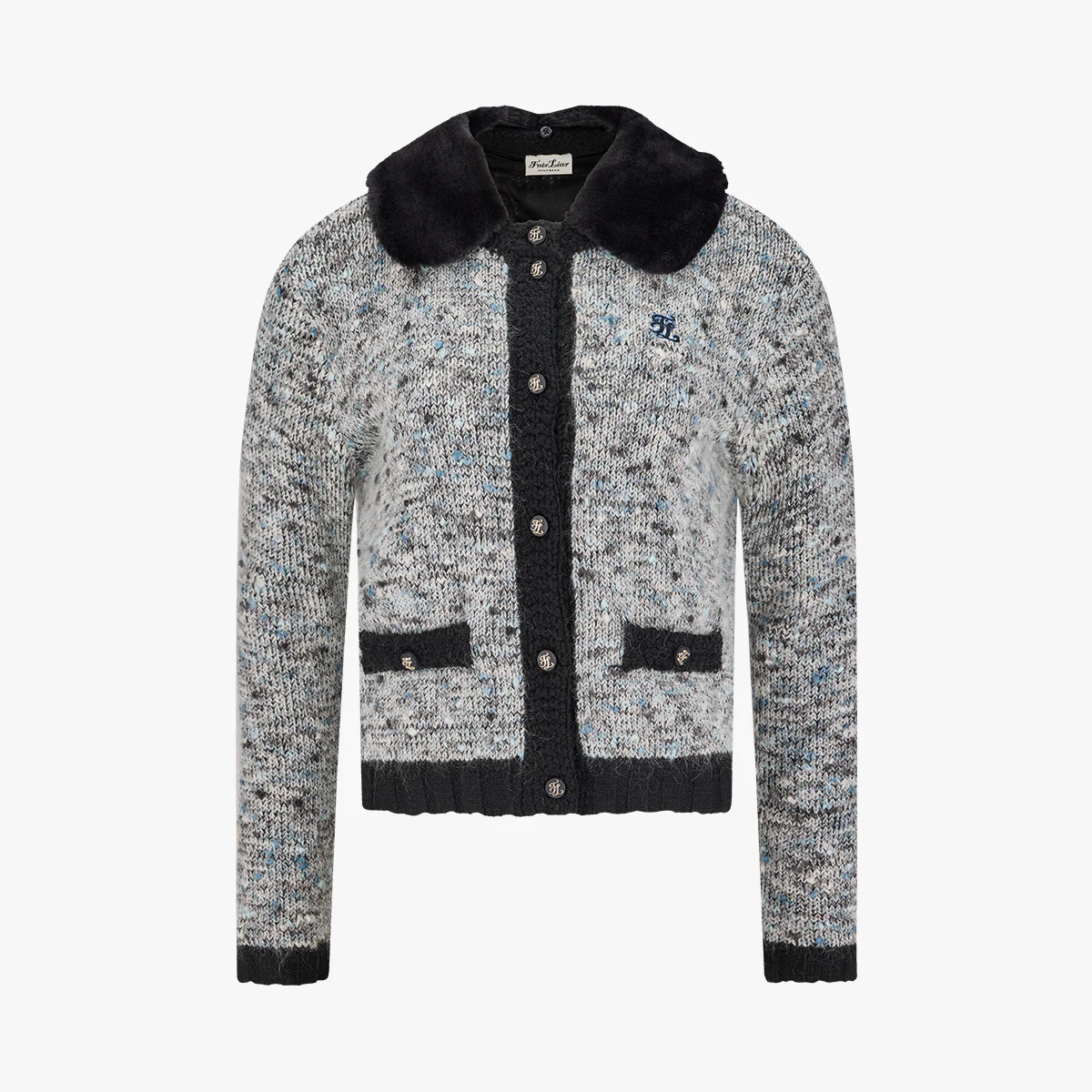 Fur Collar Windproof Cardigan (Black)