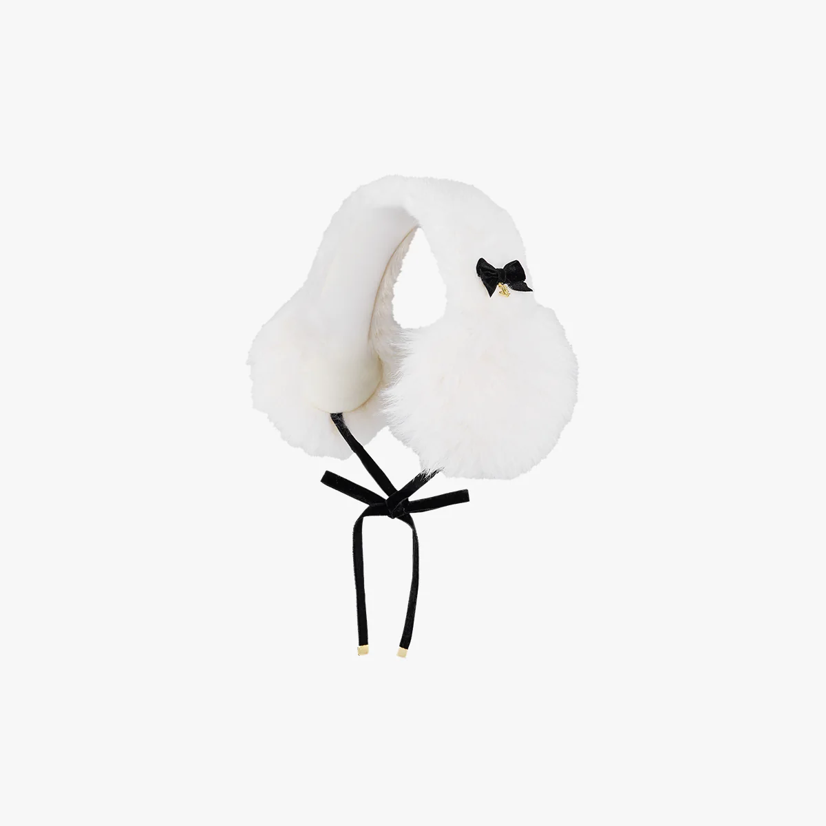 Velvet Ribbon Fur Earmuff (Ivory)
