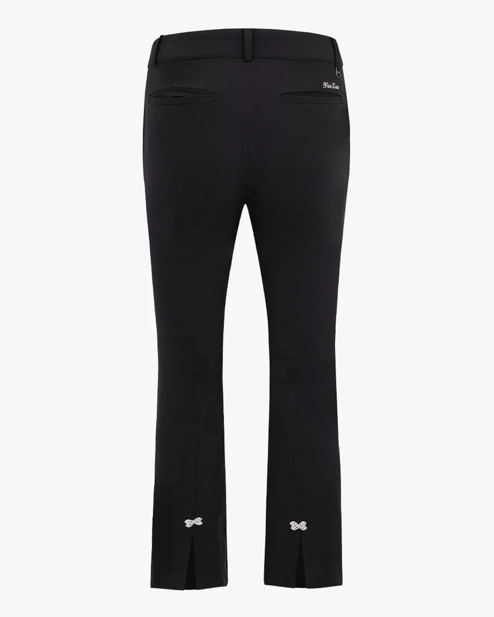 High Waist Back Opening Bootcut Pants (Black)