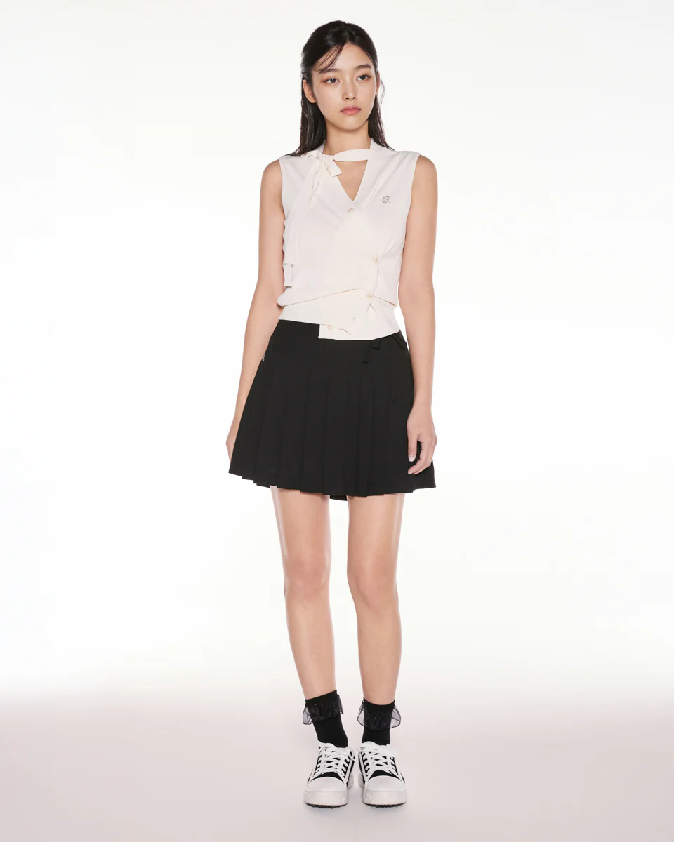 2 way Tie Knit Vest (Ivory)