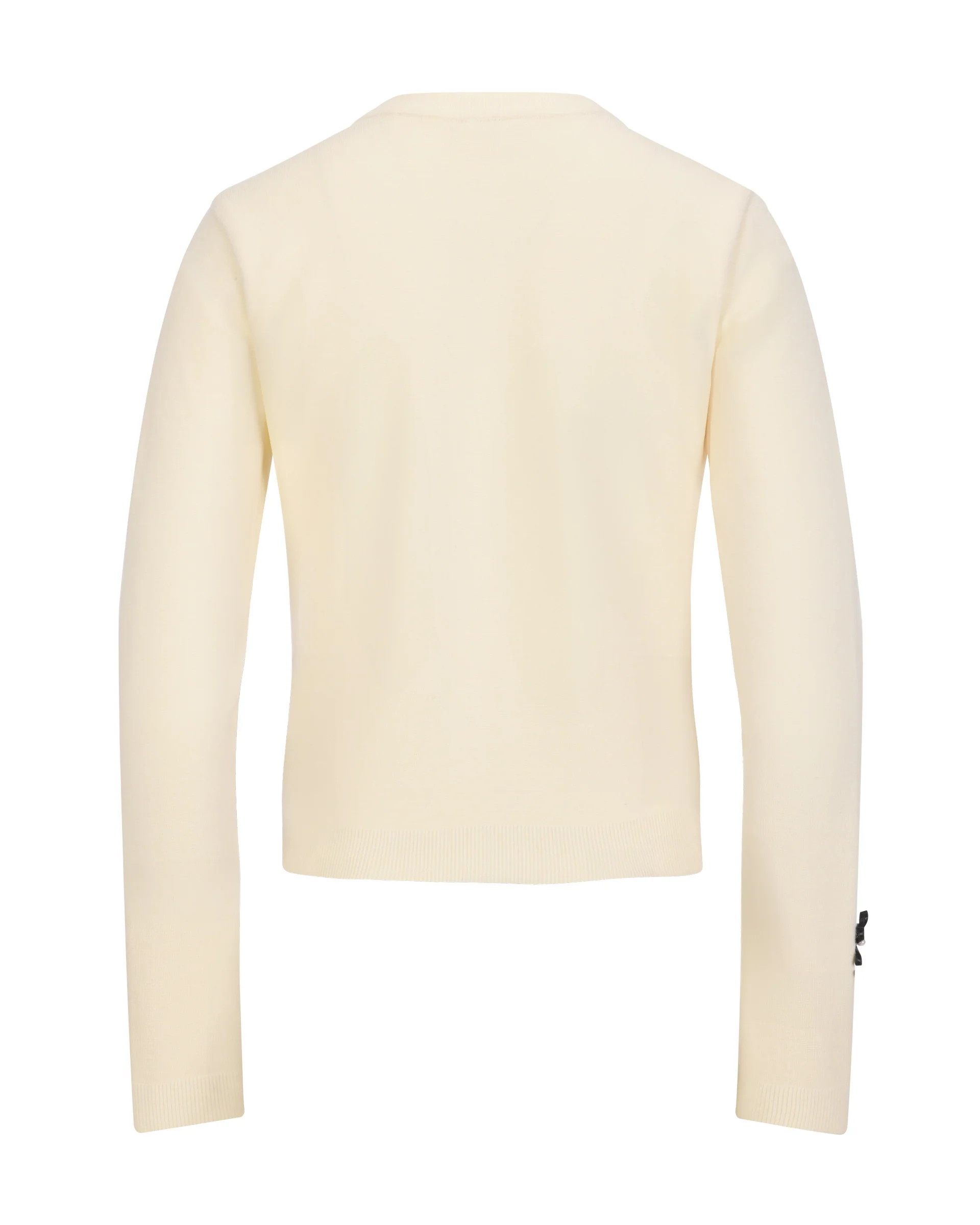 Leather flower trimmed cardigan (Cream)