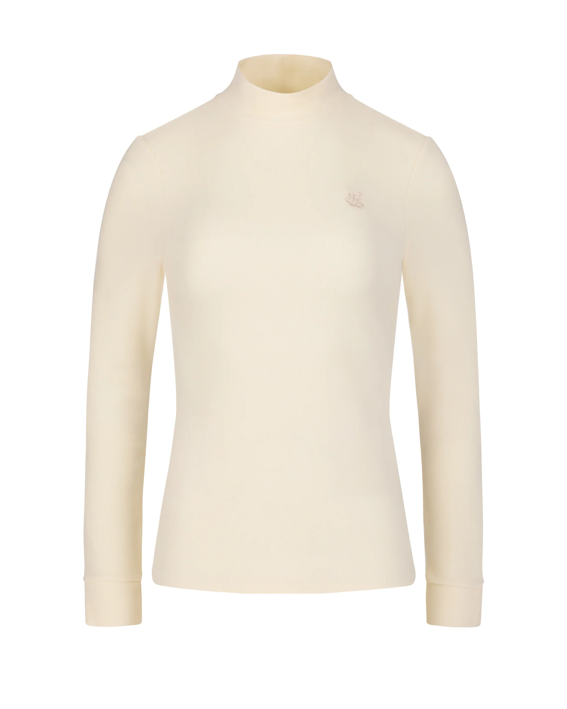 Fleeced high neck T Shirt (Cream)