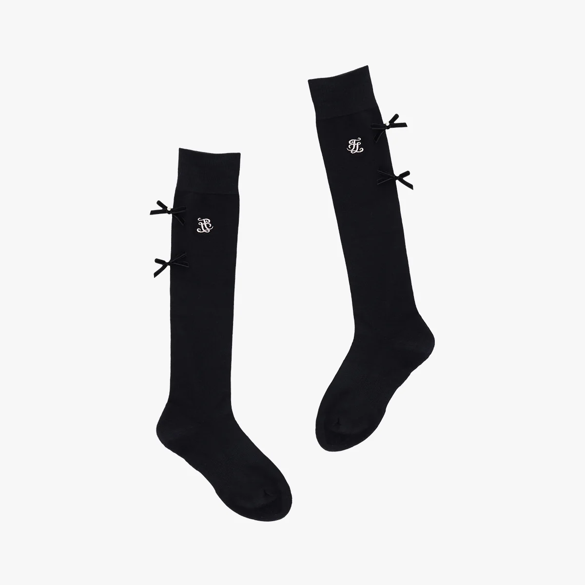 Velvet Ribbon Knee-socks (Black)