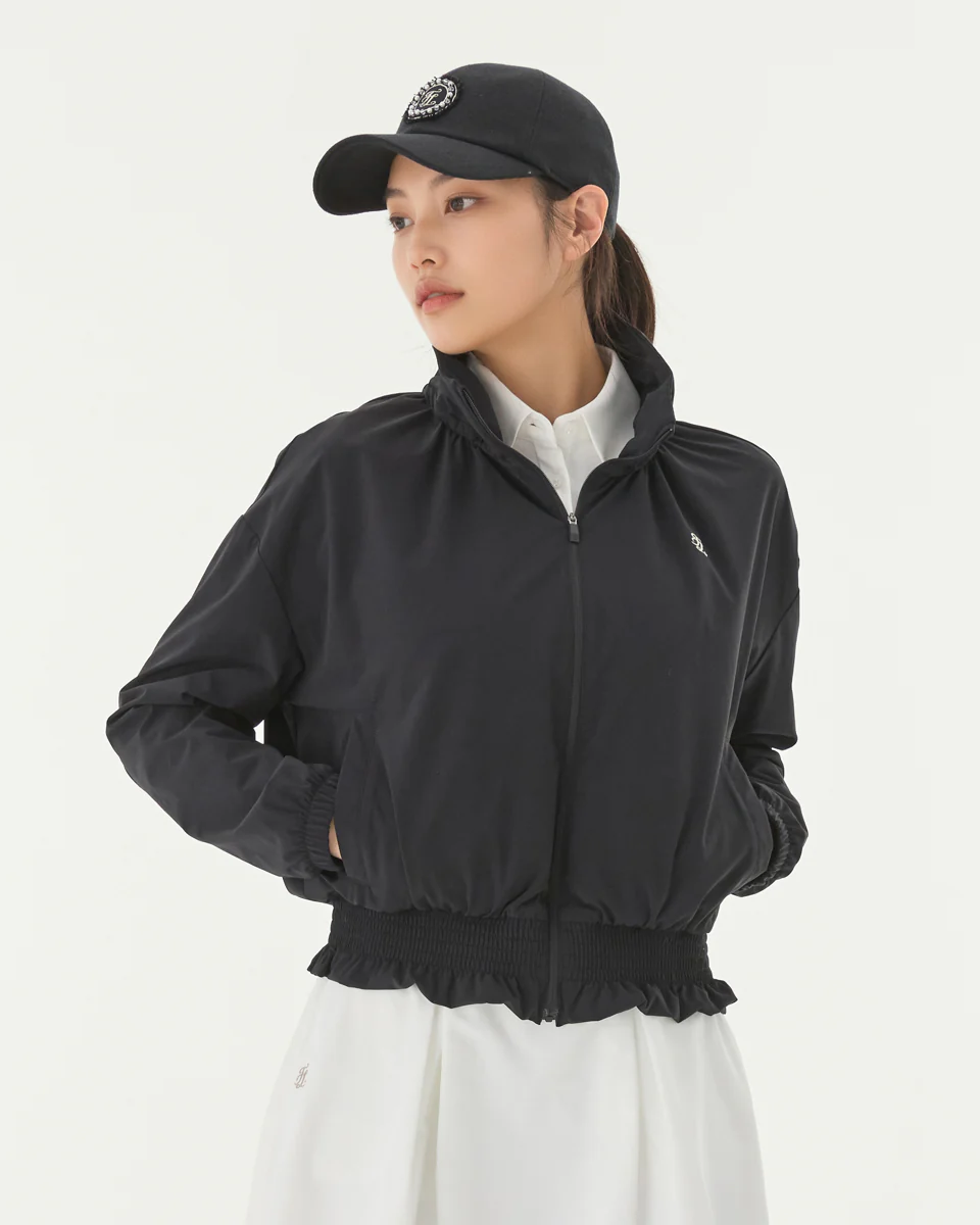 Ruffle Hem ZipUp Jumper (Black)