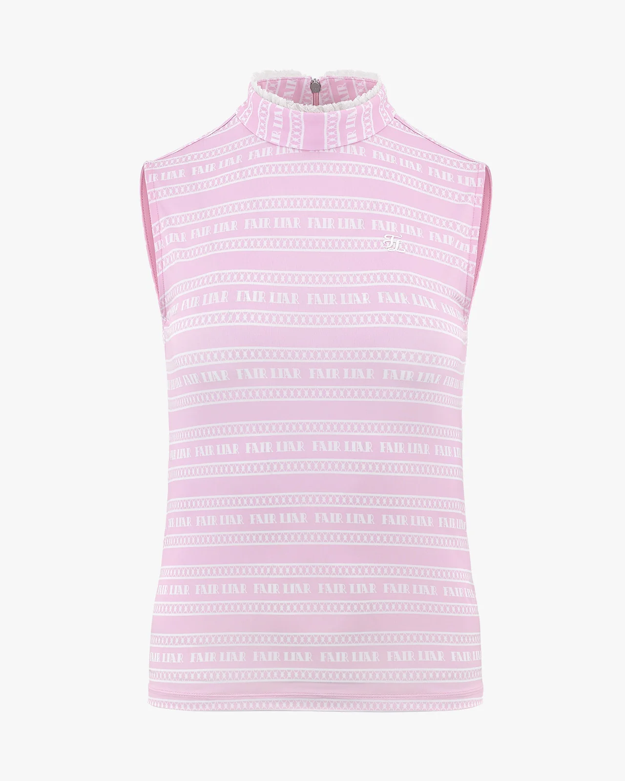 Logo pattern printed sleeveless T Shirt (Coral)