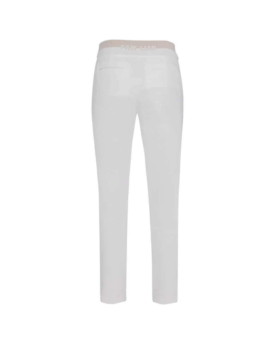 Back Band Straight Fit Pants (White)