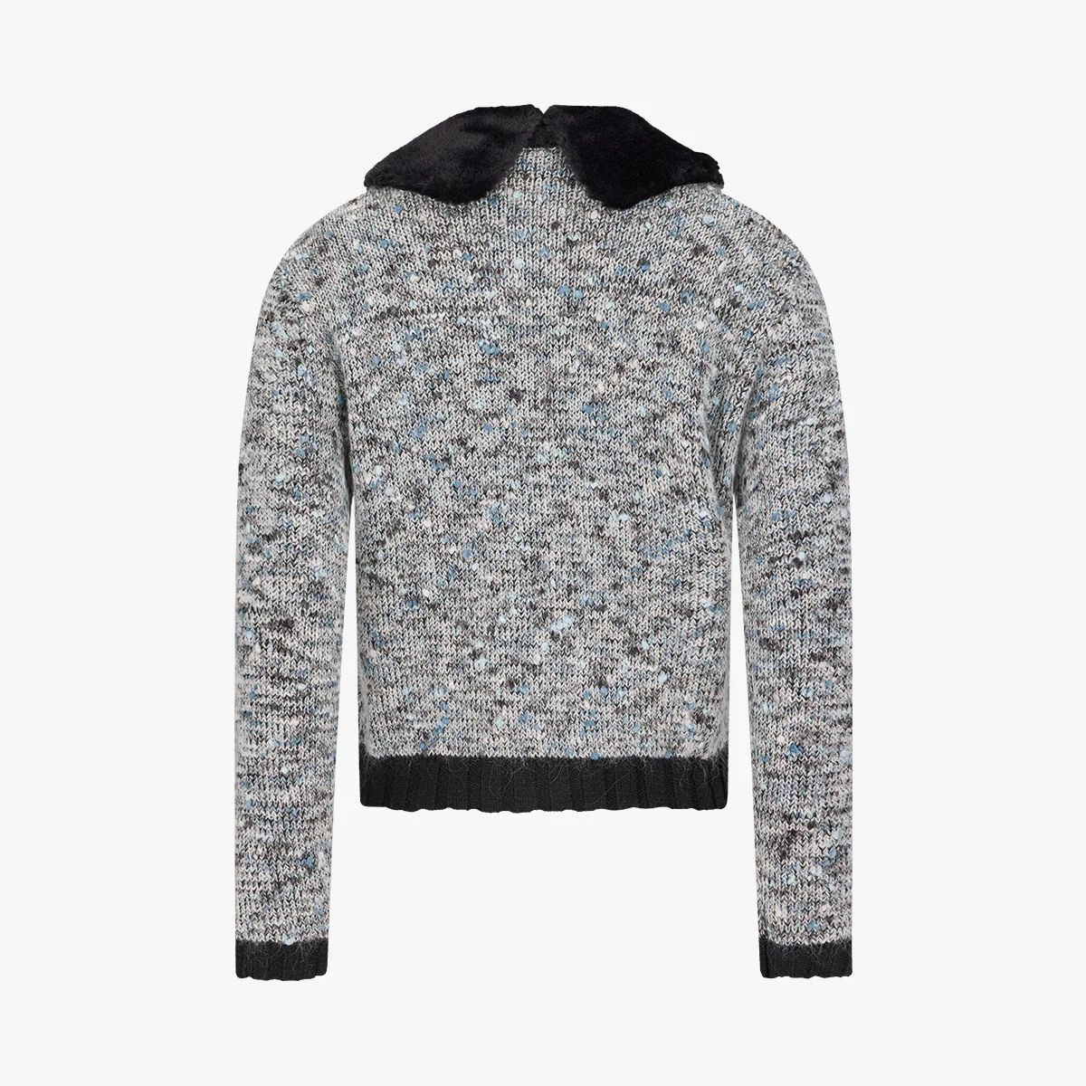 Fur Collar Windproof Cardigan (Black)