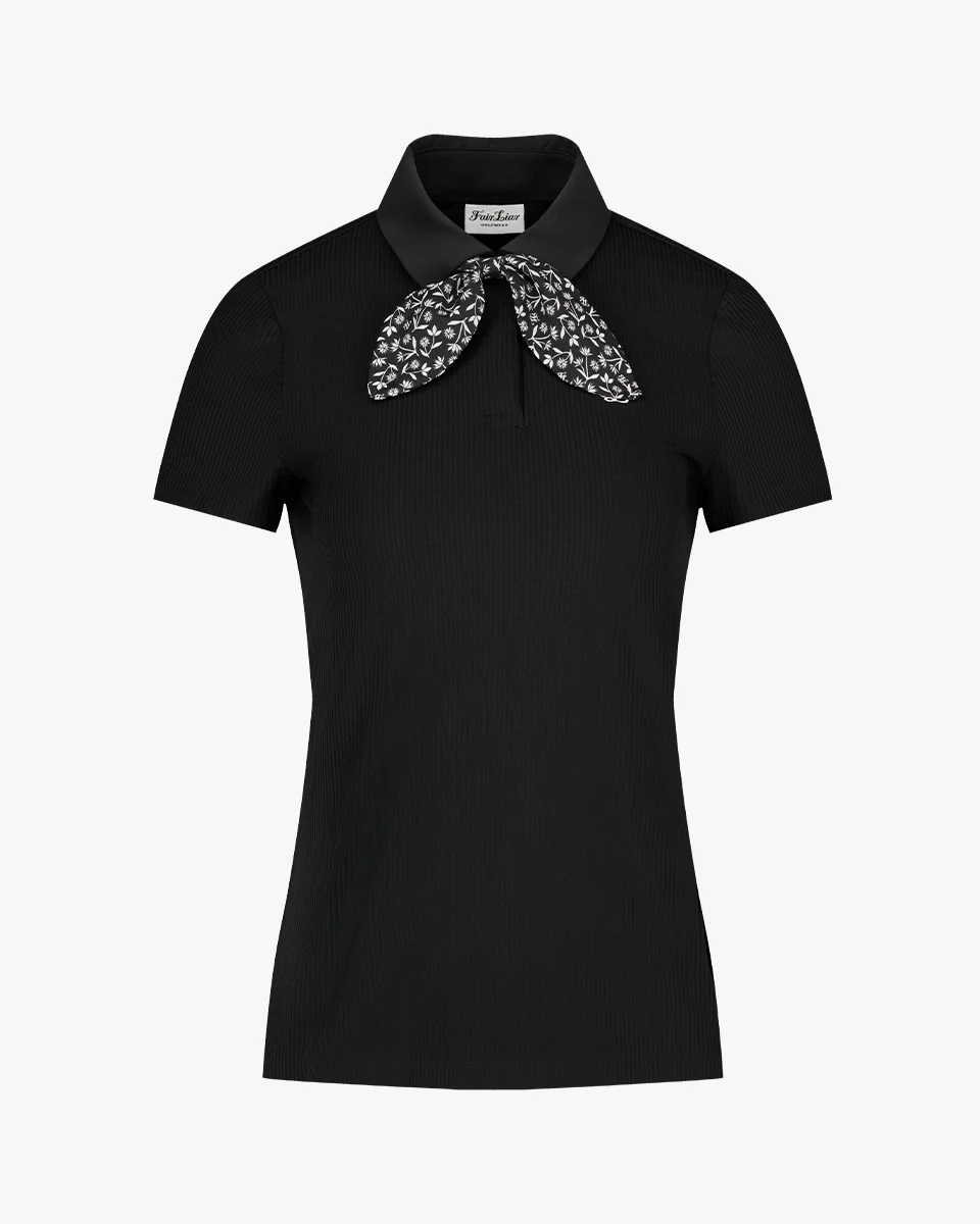 Patterned Ribbon Detachable T Shirt (Black)