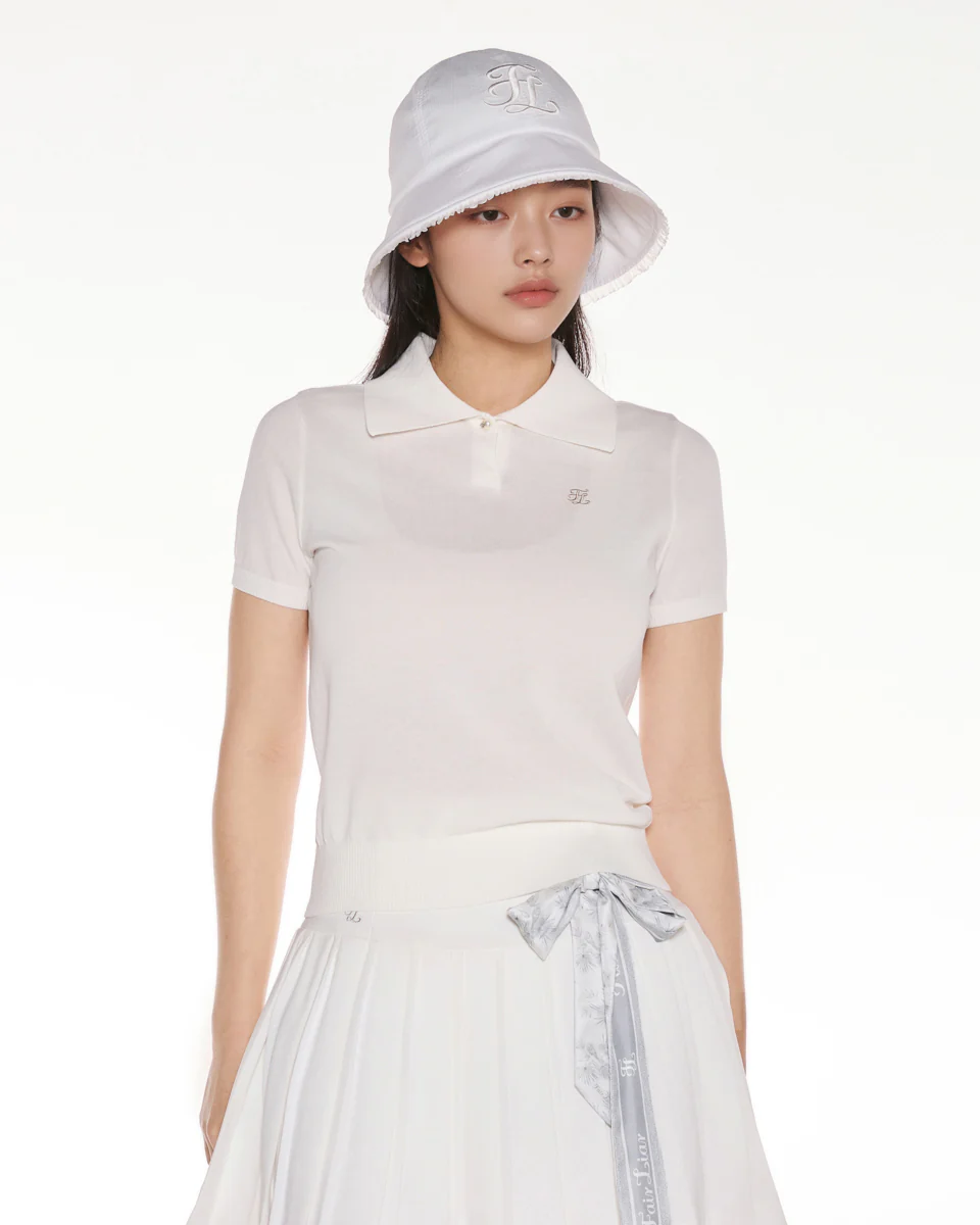 Pearl Point Short Sleeve Knit (White)