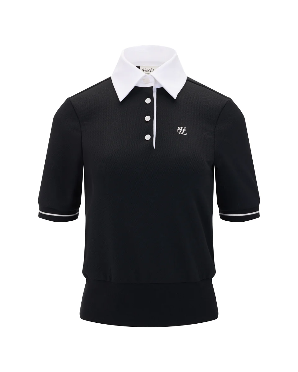 Lettering Jacquard T Shirt (Black)