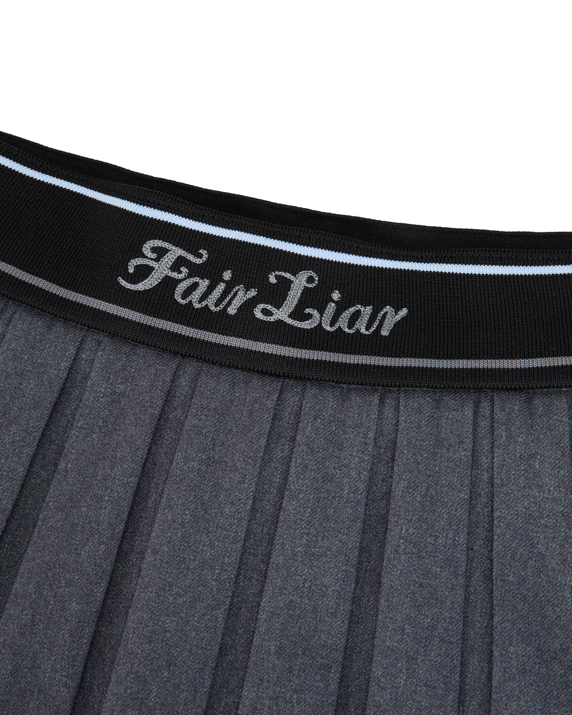 Logo band pleated skirt (Charcoal Grey)